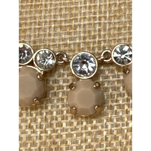 J.Crew Gold-Tone Necklace With Neutral Beige Gems & Clear Crystals 18-20 Inches - Picture 11 of 13